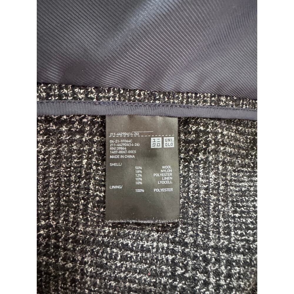 Uniqlo x Ines De La Fressange Tweed Plaid Blazer Wool Coquette Dark Gray S $130 - Picture 7 of 9